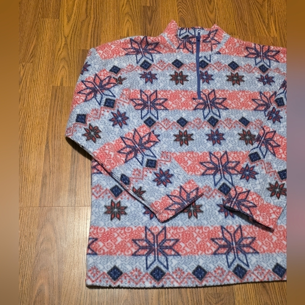 VTG 90s Higher State Fleece XL Made in Canada Nordic Snowflake Print Retro Ski - Picture 3 of 10